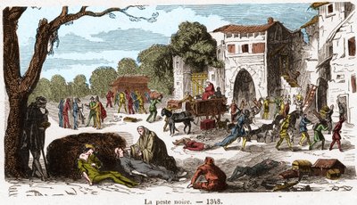 La peste nera nel 1348 - incisione in 