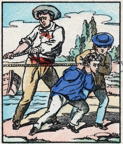 Il barcaiolo. Incisione in "La chanson des métiers". Immagine di Epinal, fine XIX secolo. Collezione privata da French School