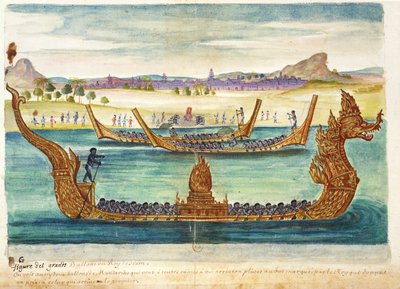 Le barche del re del Siam, da un resoconto dei gesuiti in Siam, 1688 da French School