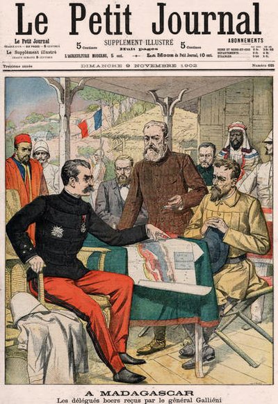 La delegazione boera ricevuta dal generale Joseph Simon Gallieni in Madagascar, copertina del supplemento a colori di Le Petit Journal n.625, 9 novembre 1902 da French School