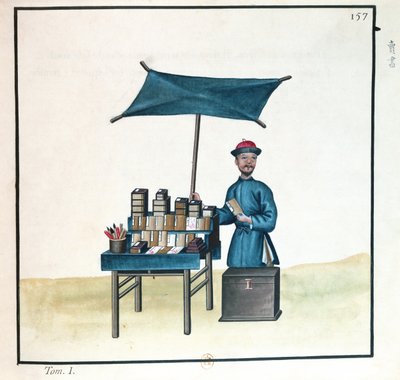 Il venditore di libri, da un libro sui richiami di strada di Pechino, c.1785 da French School