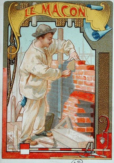 Il muratore, illustrazione da un libro sui mestieri, c.1899 da French School