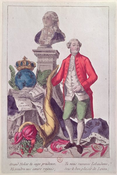 La chiamata di Jacques Necker (1732-1804) 16 luglio 1789 (incisione colorata) da French School