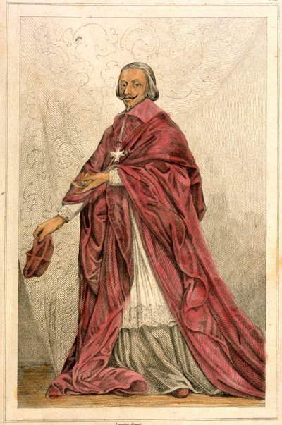 Il cardinale Richelieu (1585-1642) - Incisione del XIX secolo. da French School