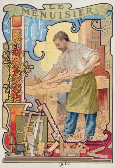 Il falegname, illustrazione da un libro sui mestieri, c.1899 da French School