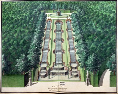 La Cascata, modificata alla fine del 1706, nel boschetto sulla collina, da Gardens of Marly, inizio XVIII secolo da French School