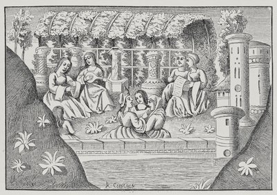 Il Castello di Alamond e i suoi incantesimi, da I viaggi di Marco Polo, copiato da Albert Coinchon (m.1871) dal manoscritto originale da French School