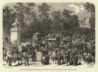 Gli Champs-Élysées il giorno dopo la notizia della marcia prussiana su Parigi, settembre 1870 da French School