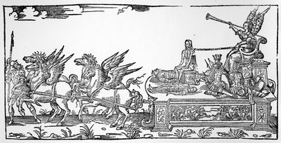 Il Carro della Fama, parte del Trionfo di Enrico II, pubblicato nel 1551 da French School
