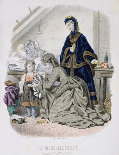 La visita caritatevole, illustrazione da La Mode Illustrée, c.1870 da French School