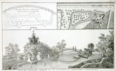 Il Padiglione Cinese e la Casa della Filosofia nel Parc de Bonnelles, vicino a Parigi, da 