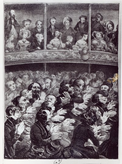 La claque in azione, c.1830-40 da French School