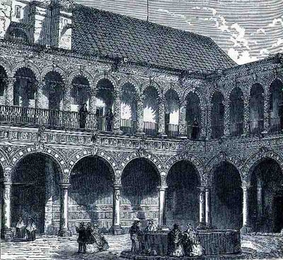 Il Chiostro del Convento di La Merced, Messico, da Le Antiche Città del Nuovo Mondo, di Claude-Joseph-Desire Charnay, pub. 1887 da French School
