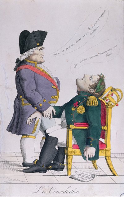 La consultazione, caricatura di Cambacérès (1753-1824) e Napoleone (1769-1821) c.1810-14 da French School