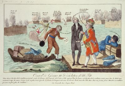 Il consiglio di Giorgio III (1738-1820) e la desolazione di William Pitt (1759-1806) il Giovane, 1801 da French School