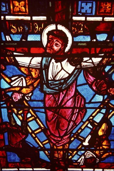 La crocifissione di San Pietro, dalla finestra della crocifissione, 1150-70 da French School