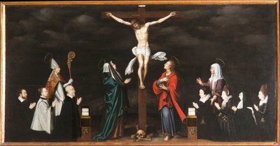 La Crocifissione, ritratti dei donatori. Trittico di Aubery da French School