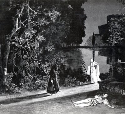 La morte di Pelleas, Atto IV, Scena 4 di Pelleas et Melisande di Debussy, da una fotografia della prima produzione nell