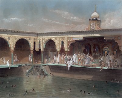 I Bagni Deligny, Parigi, 1842 da French School
