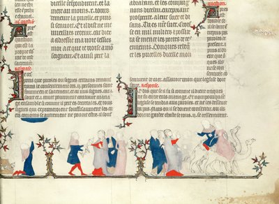 La partenza di Rebecca con Eliezer, dalla Bibbia di Jean de Sy, c.1355 da French School