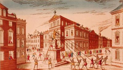 La distruzione della statua reale a New York, inizio della Guerra d