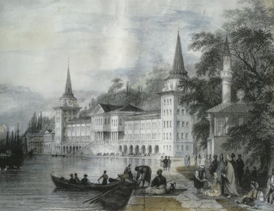 Il Palazzo Dolmabahce sul Bosforo, 1840 da French School