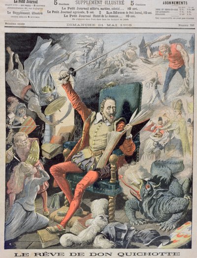 Il sogno di Don Chisciotte, illustrazione di copertina da Le Petit Journal, 21 maggio 1905 da French School