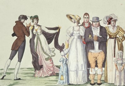 La famiglia inglese a Parigi, illustrazione da Le Supreme Bon Ton da French School