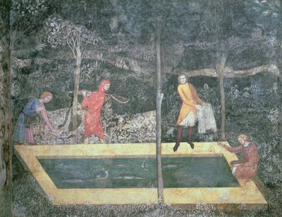 Lo stagno dei pesci, dalla Sala del Cervo, 1343 da French School