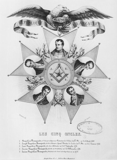 I Cinque Zii della Massoneria, 1848 da French School