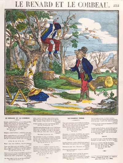 La Volpe e il Corvo, c.1840 (incisione colorata) da French School
