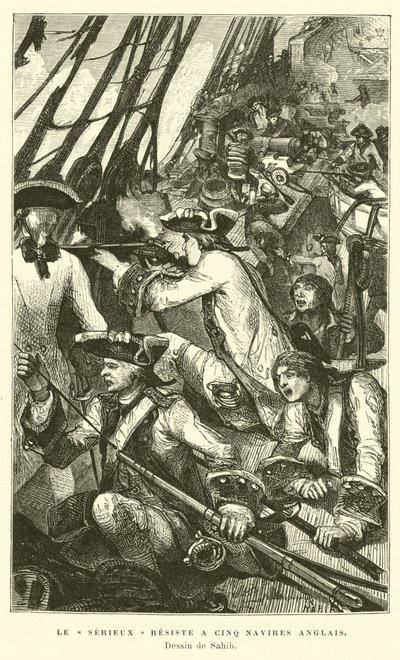 La nave da guerra francese Serieux resiste a un attacco di cinque navi britanniche da French School