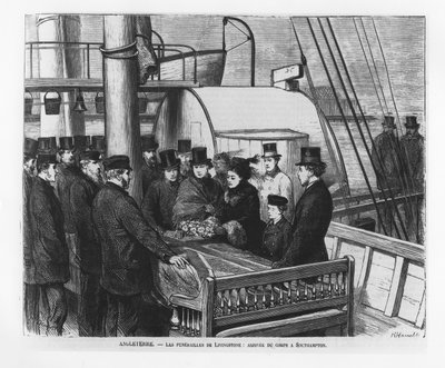 Il Funerale di David Livingstone: Arrivo del suo cadavere a Southampton da French School