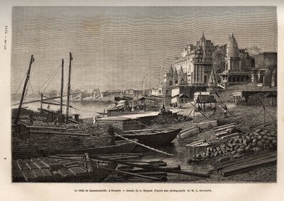 Il Ghat di Benares (attuale Varanasi) (ghat che designa i gradini che coprono le rive dei fiumi e le rive dei bacini e dei serbatoi che permettono di scendere a contatto con l