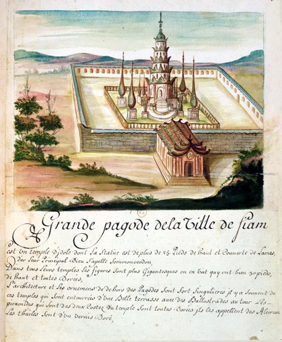La Grande Pagoda del Siam, da un resoconto dei gesuiti in Siam, 1688 da French School