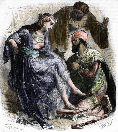 La hetaira greca e cortigiana Rhodope e il faraone Psammetico da French School