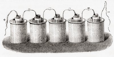 La cella di Grove, da Les Merveilles de la Science, pub.1870 da French School