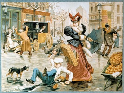 Scena di ghiaccio a Parigi durante l