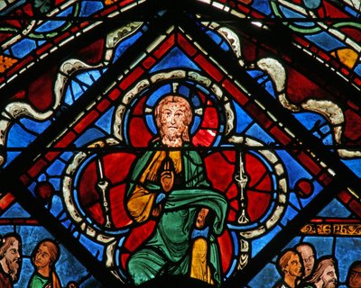 La finestra di Giuseppe: Cristo in un quadrifoglio che dà la benedizione da French School