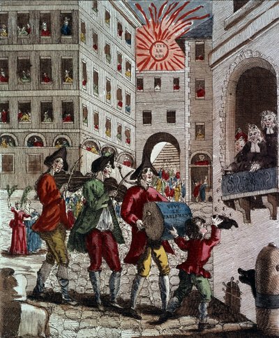 La gioia del popolo francese, che celebra il re e il richiamo del Parlamento nel settembre 1788 da French School