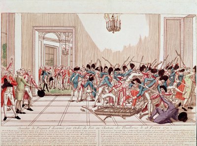 I Cavalieri di Aggard disarmati per ordine del re al Palazzo delle Tuileries, 28 febbraio da French School