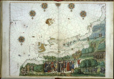Lo sbarco di Jacques Cartier e dei coloni in Canada, 1547 da French School