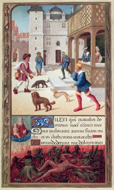 Il lebbroso, da un manoscritto del XVI secolo da French School