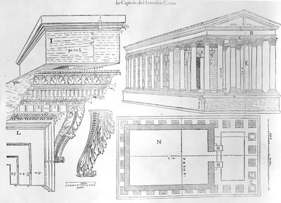 La Maison Carrée, illustrazione da Discours historial de lantique et illustre cite de Nismes di Jean Poldo d