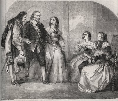 Il Marchese di Montespan, Louis Henri de Pardaillan de Gondrin (1640-1691) (a sinistra) venne a proporre il matrimonio di Françoise Athénaïs de Rochechouart Mortemart (poi Marchesa di Montespan o Madame de Montespan) da French School