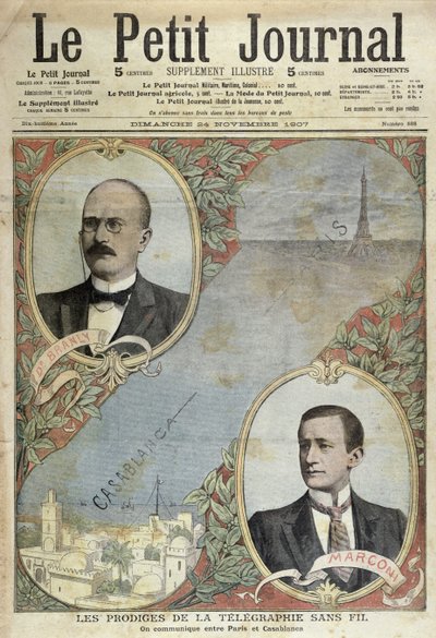 I miracoli del sistema telegrafico, illustrazione da Le Petit Journal, 24 novembre 1907 da French School