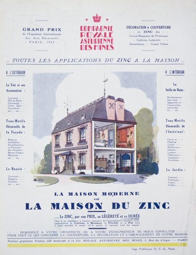 La casa moderna è una casa di zinco, pubblicità dalla rivista L