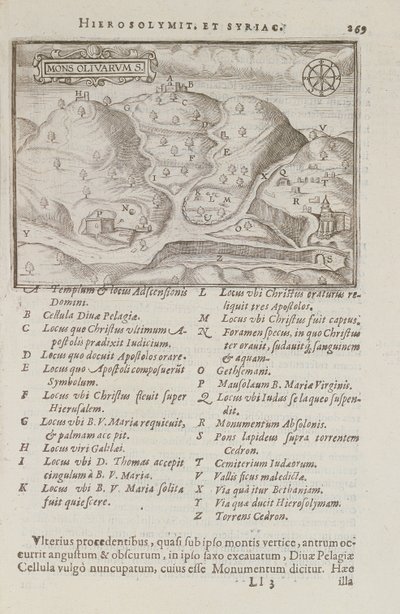 Il Monte degli Ulivi, Gerusalemme, da Itinerarium Hierosolymitanum, di J. Cotovico, 1619 da French School