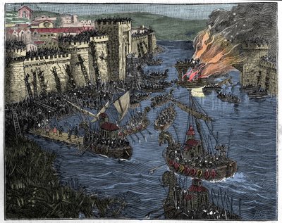 I Normanni, guidati da Rollo, assediano Parigi nell
