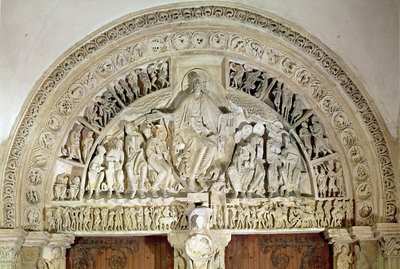 La Pentecoste, dal timpano del portale centrale, c.1120 da French School